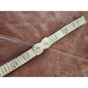 Vintage‎ 90's Goldtone Fish Scale figure 8 Buckle Belt sz 30-36" retro Y2K
